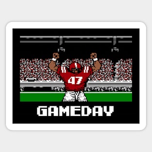 Crimson and Cream Football Gameday Retro 8 Bit Linebacker Sticker